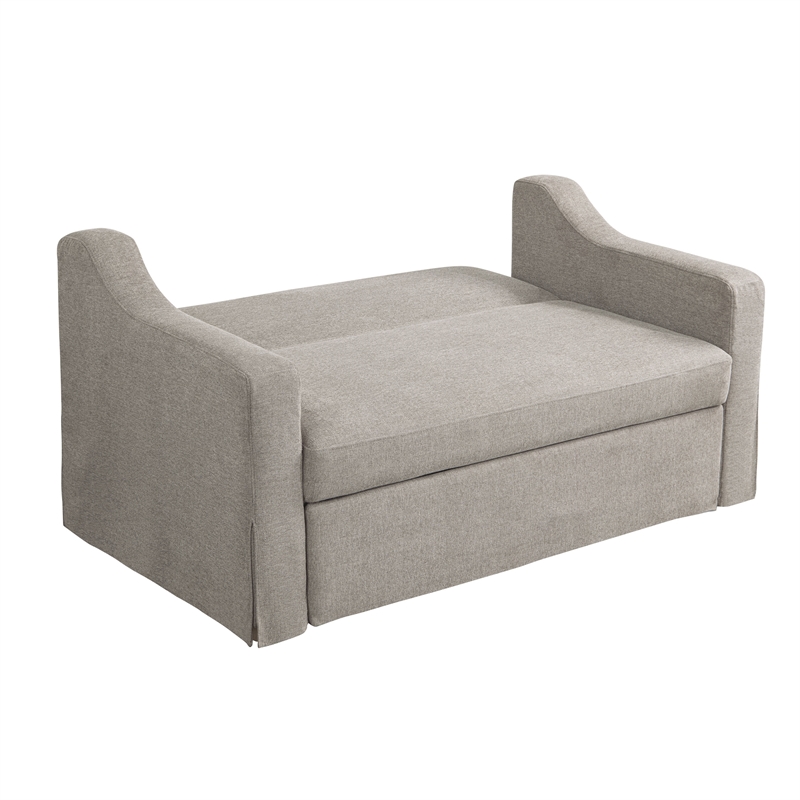 Serta Hathaway Convertible Loveseat in Taupe Woven Fabric Upholstery