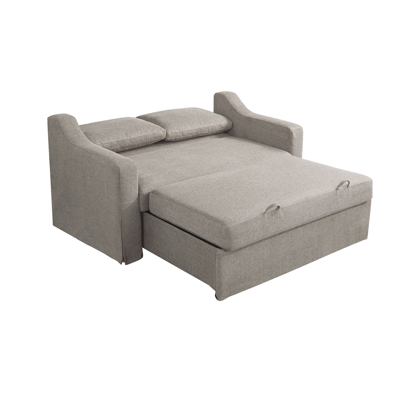 Serta Hathaway Convertible Loveseat in Taupe Woven Fabric Upholstery