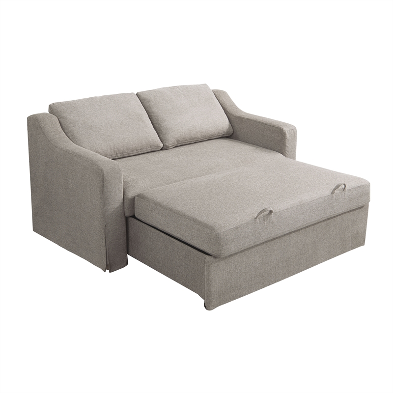 Serta Hathaway Convertible Loveseat in Taupe Woven Fabric Upholstery