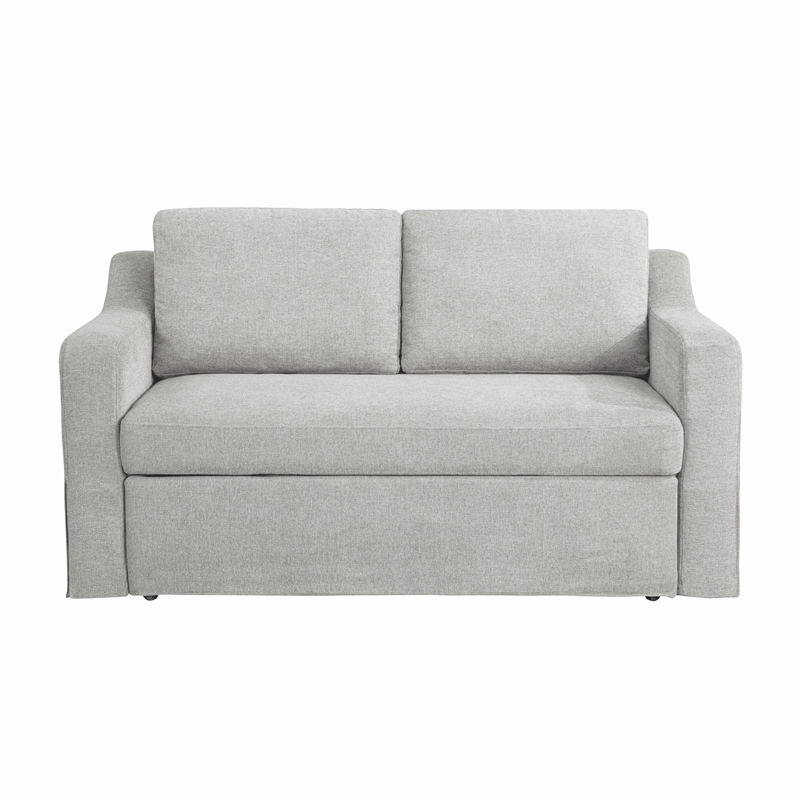 Serta Hathaway Convertible Loveseat in Beige Woven Fabric Upholstery