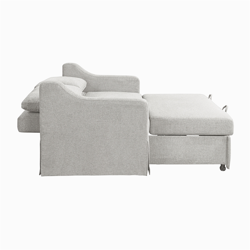 Serta Hathaway Convertible Loveseat in Beige Woven Fabric Upholstery