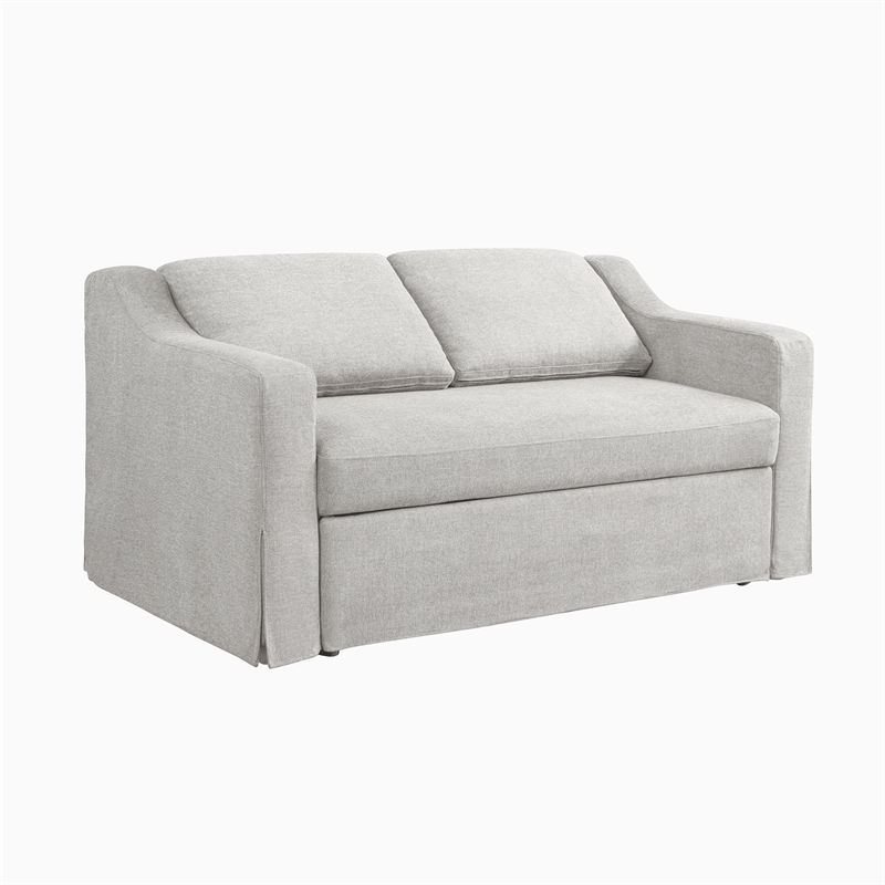 Serta Hathaway Convertible Loveseat in Beige Woven Fabric Upholstery