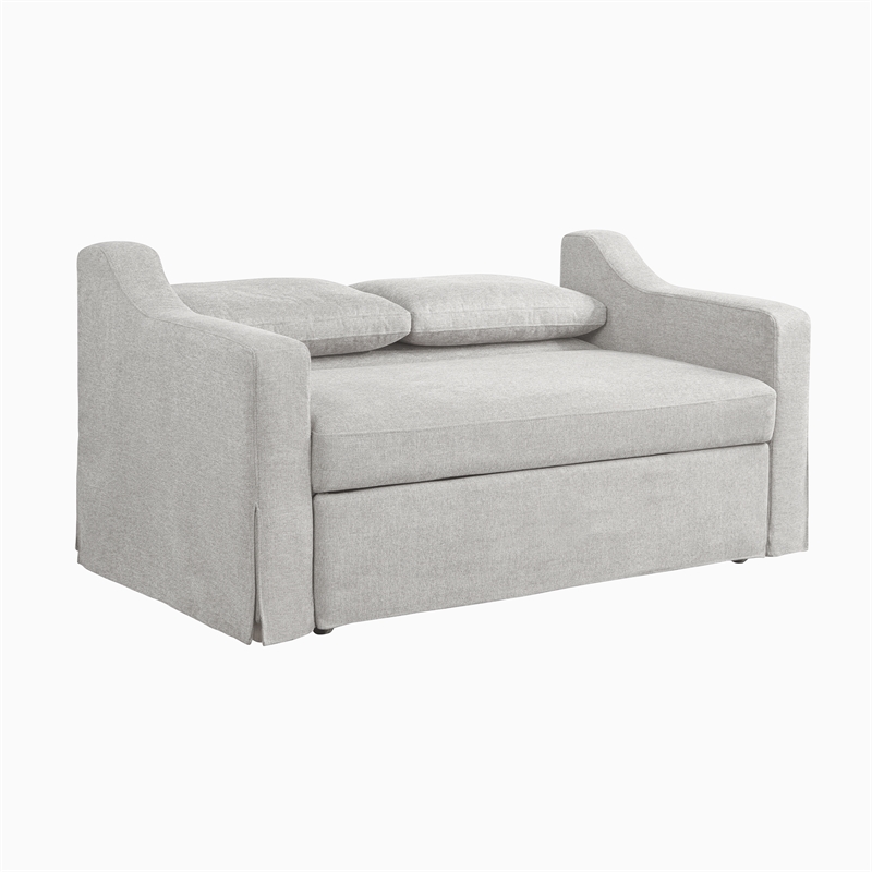 Serta Hathaway Convertible Loveseat in Beige Woven Fabric Upholstery