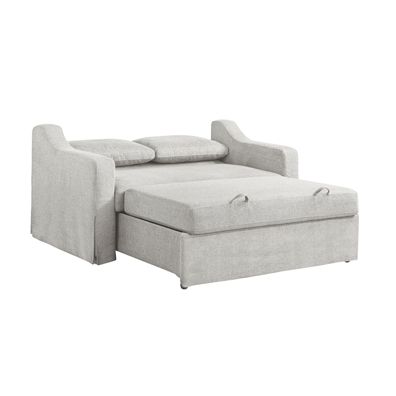 Serta Hathaway Convertible Loveseat in Beige Woven Fabric Upholstery