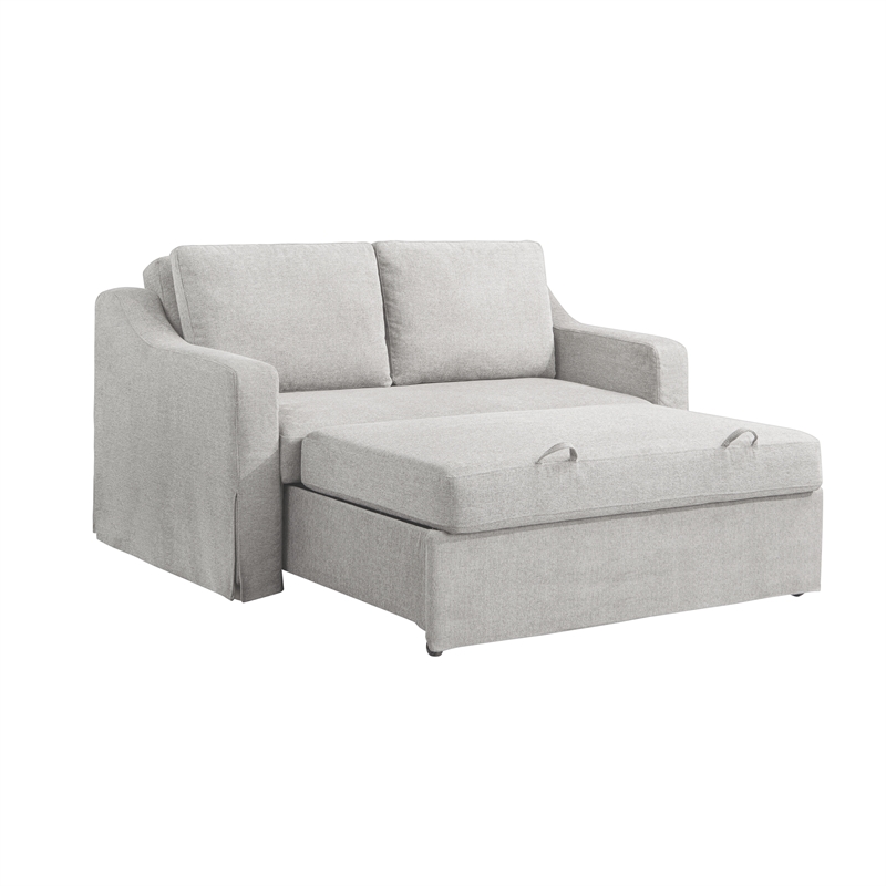 Serta Hathaway Convertible Loveseat in Beige Woven Fabric Upholstery
