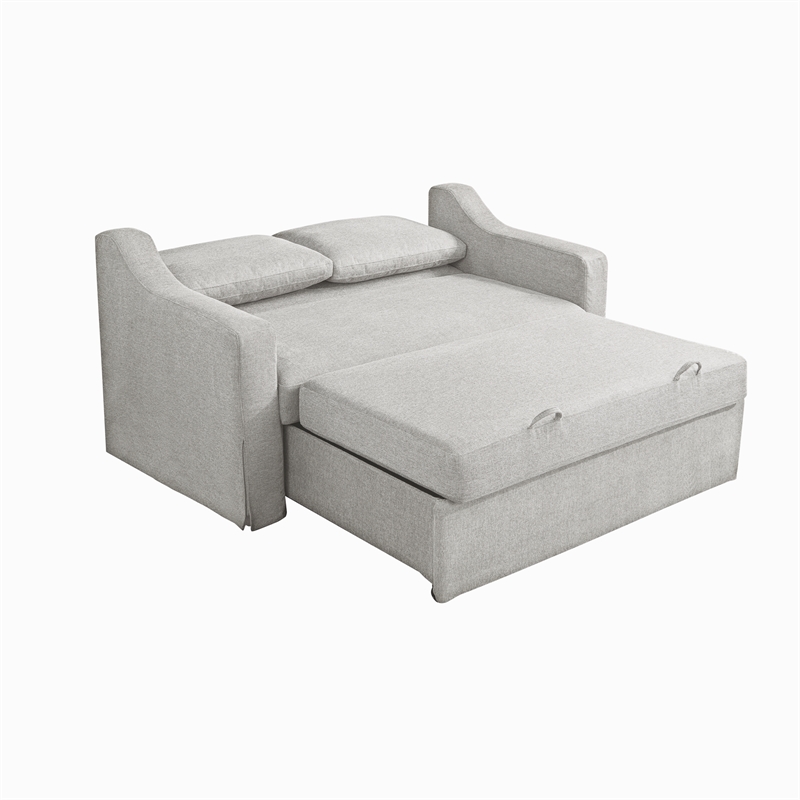 Serta Hathaway Convertible Loveseat in Beige Woven Fabric Upholstery