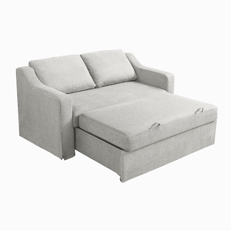 Serta Hathaway Convertible Loveseat in Beige Woven Fabric Upholstery