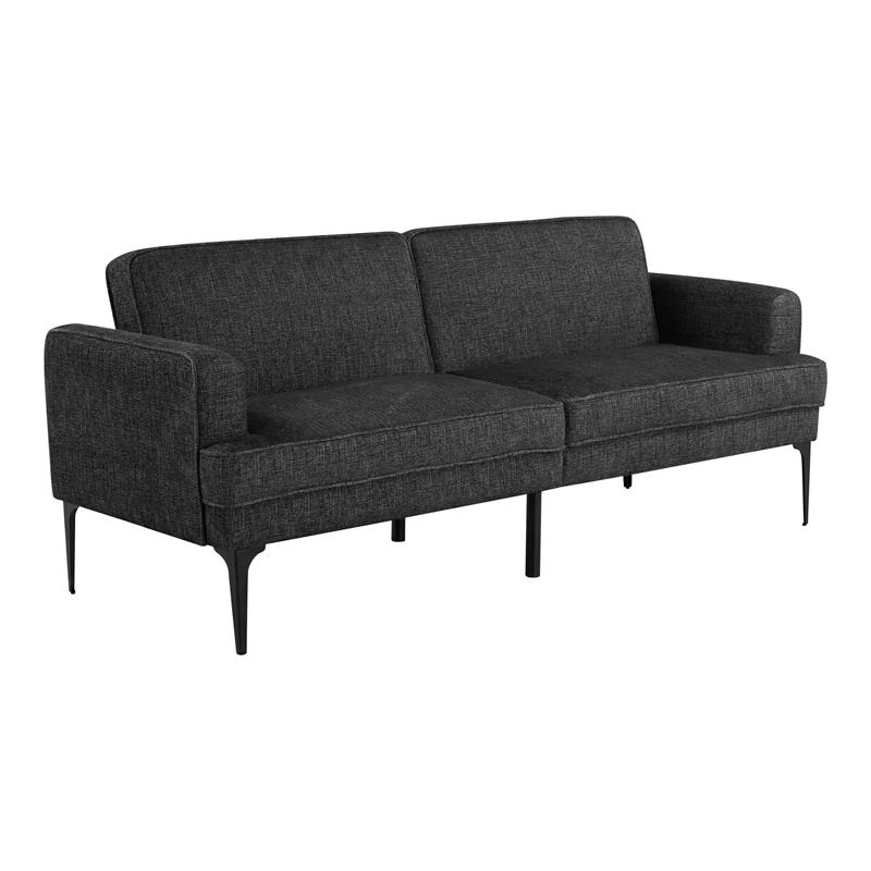 Serta Paulsen Convertible Sofa in Black Chenille Fabric Upholstery