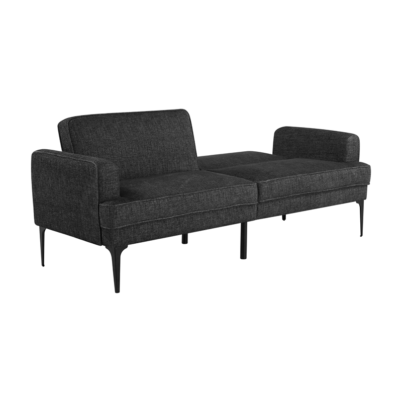 Serta Paulsen Convertible Sofa in Black Chenille Fabric Upholstery