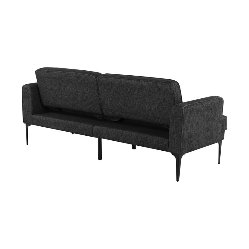 Serta Paulsen Convertible Sofa in Black Chenille Fabric Upholstery