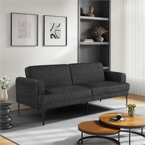 Serta Paulsen Convertible Sofa in Black Chenille Fabric Upholstery