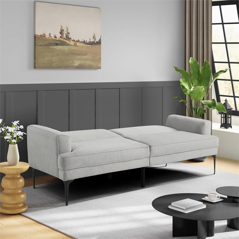 Serta Paulsen Convertible Sofa in Light Gray Chenille Fabric