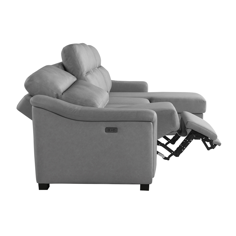 Relax A Lounger Princeton Sectional Recliner Sofa in Gray Vegan Faux Leather