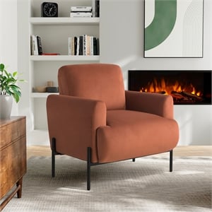 Studio Living Kensington Accent Chair in Rust Velvet Fabric Upholstery