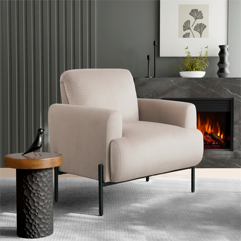 Studio Living Kensington Accent Chair in Taupe Velvet Fabric