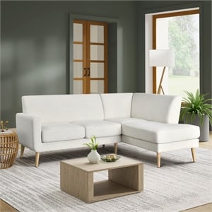 Studio Living Solano Bumper Sectional Sofa in Cream Woven Fabric