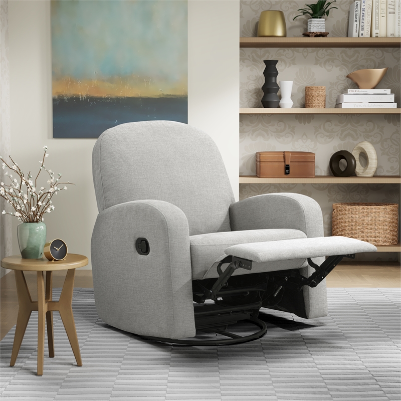 Relax A Lounger Parson Swivel Rocker Recliner in Light Gray Polyeseter Fabric