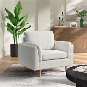 Studio Living Statham Chair in Cream Woven Fabric Upholstery