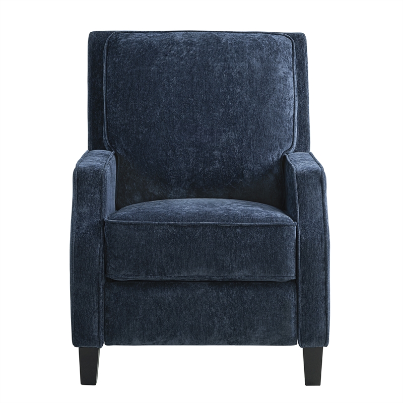 Relax A Lounger Sarina Pushback Recliner in Navy Blue Woven Fabric Upholstery