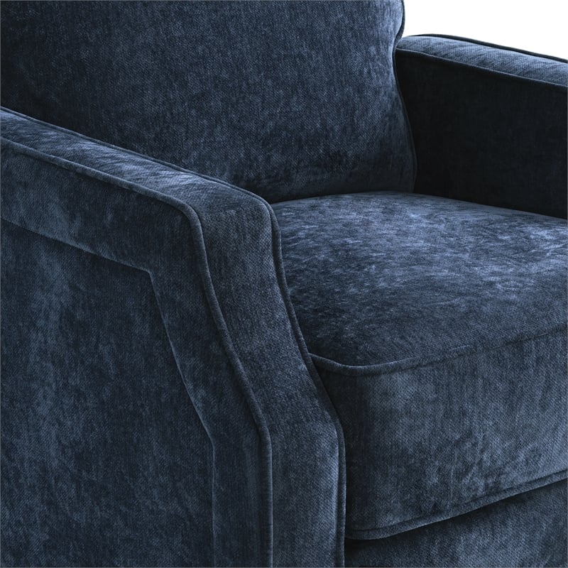 Relax A Lounger Sarina Pushback Recliner in Navy Blue Woven Fabric Upholstery