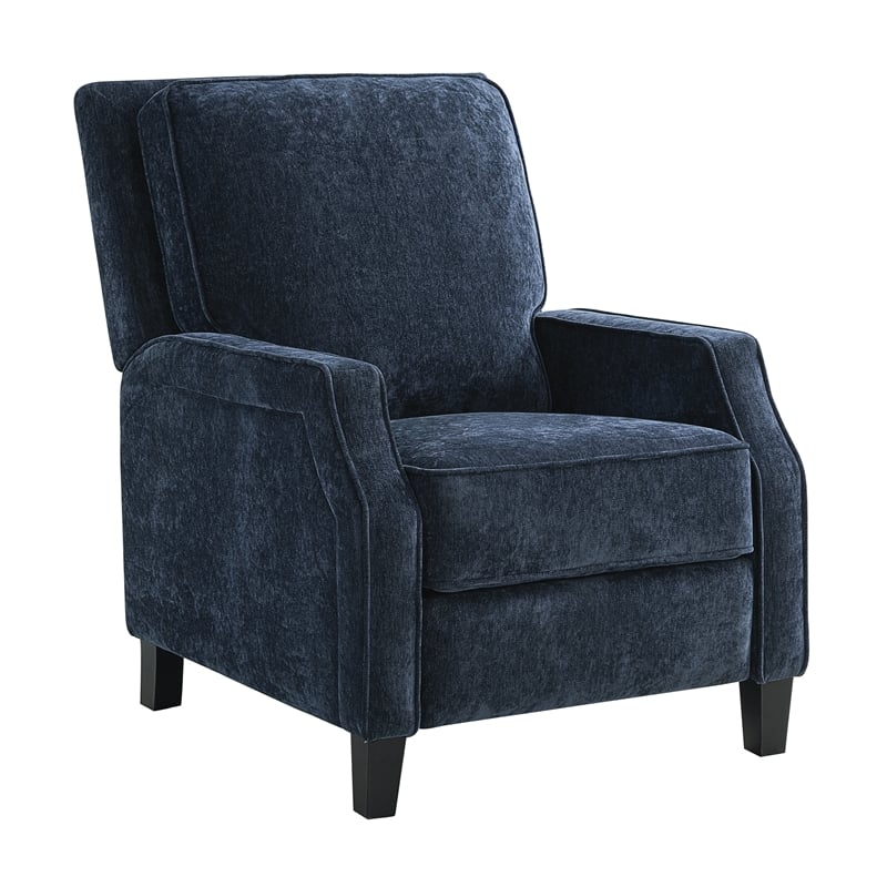 Relax A Lounger Sarina Pushback Recliner in Navy Blue Woven Fabric Upholstery