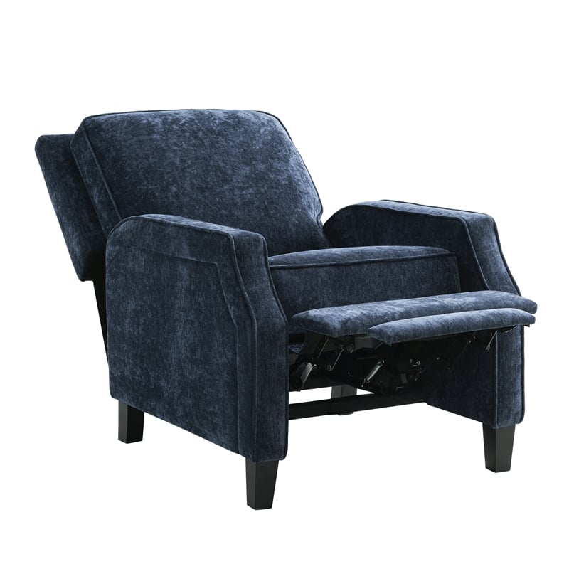 Relax A Lounger Sarina Pushback Recliner in Navy Blue Woven Fabric Upholstery