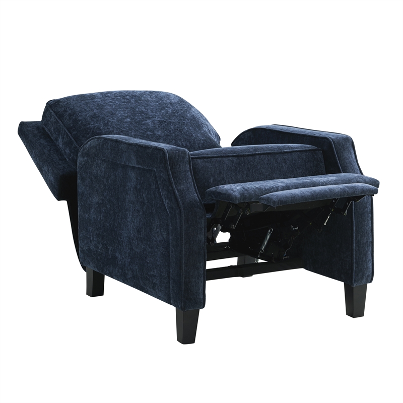 Relax A Lounger Sarina Pushback Recliner in Navy Blue Woven Fabric Upholstery