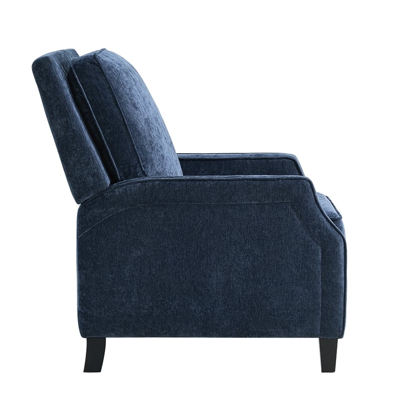 Relax A Lounger Sarina Pushback Recliner in Navy Blue Woven Fabric Upholstery