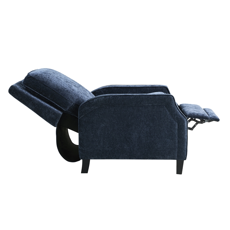 Relax A Lounger Sarina Pushback Recliner in Navy Blue Woven Fabric Upholstery