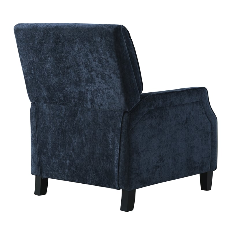Relax A Lounger Sarina Pushback Recliner in Navy Blue Woven Fabric Upholstery