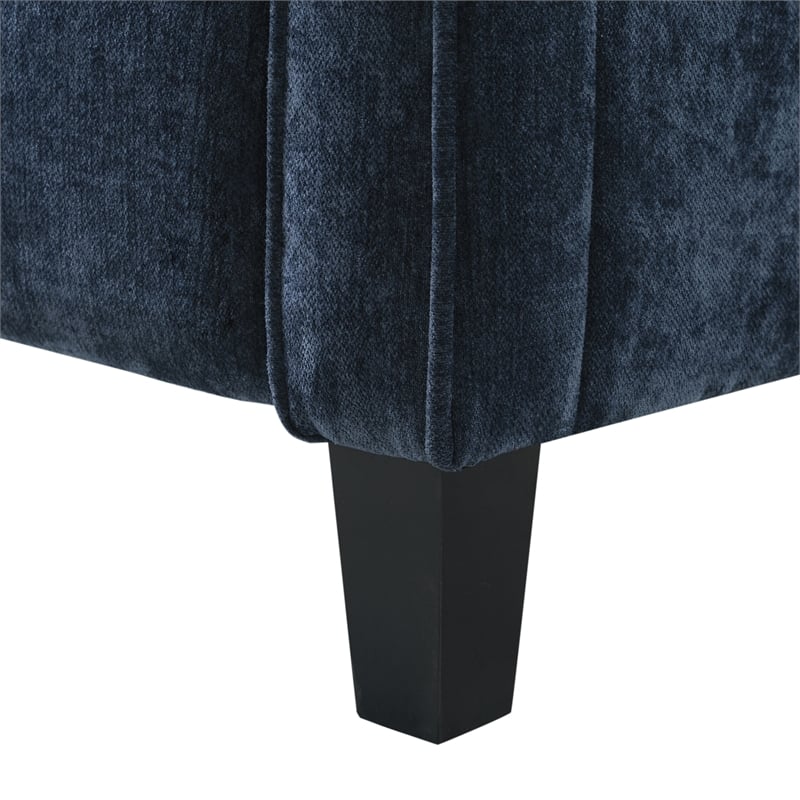 Relax A Lounger Sarina Pushback Recliner in Navy Blue Woven Fabric Upholstery