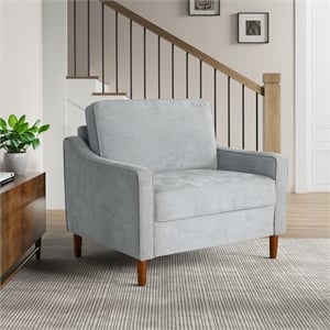 Studio Living Sorrento Arm Chair in Light Gray Woven Fabric Upholstery
