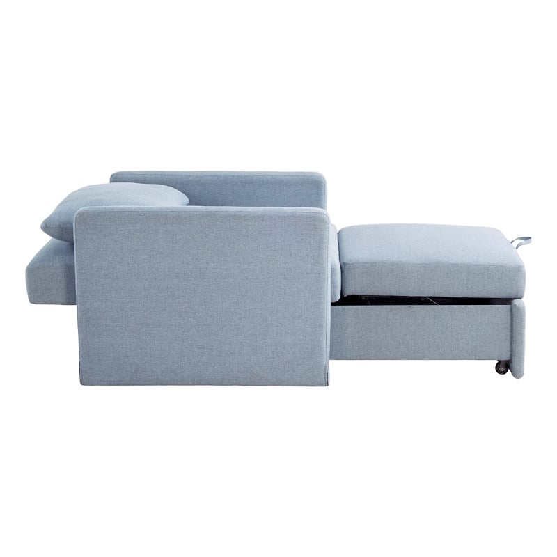 Serta Bakersfield Twin Convertible Chair in Blue Woven Fabric Upholstery