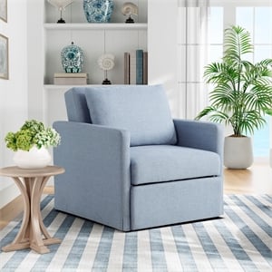 Serta Bakersfield Twin Convertible Chair in Blue Woven Fabric Upholstery