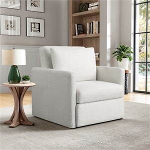 Serta Bakersfield Twin Convertible Chair in Cream Woven Fabric Upholstery