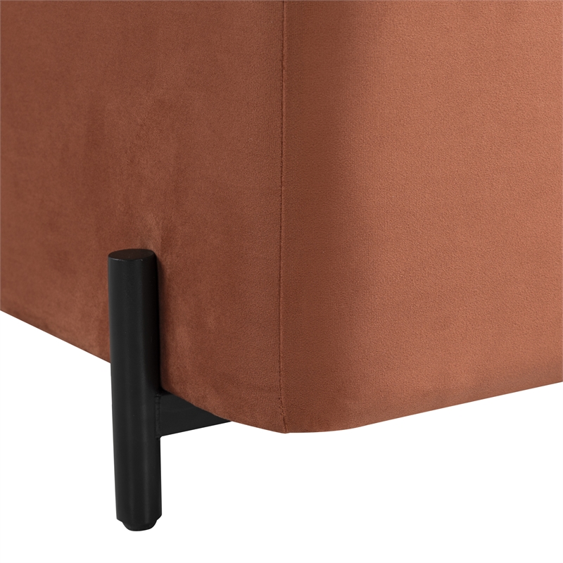 Studio Living Kensington Large Storage Ottoman in Rust Velvet Upholstery