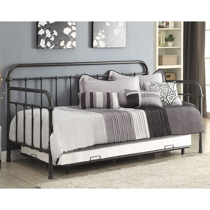 Livingston Metal Twin Daybed with Trundle Dark Bronze