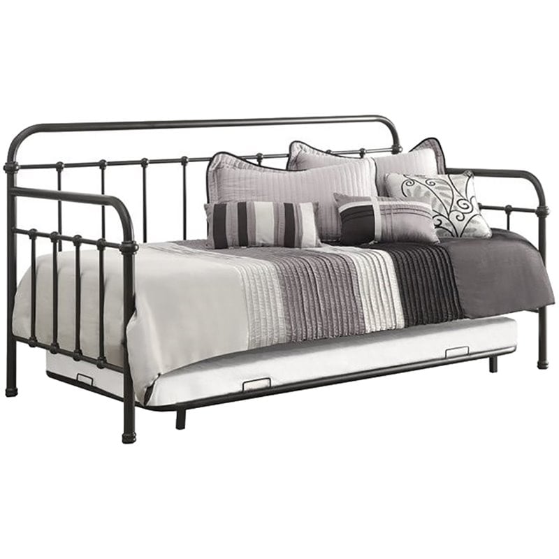 Livingston Metal Twin Daybed with Trundle Dark Bronze
