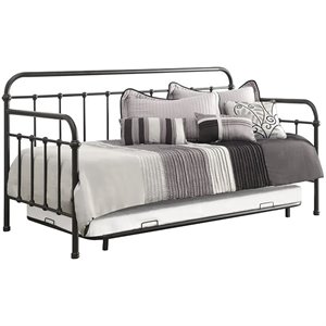 Livingston Metal Twin Daybed with Trundle Dark Bronze