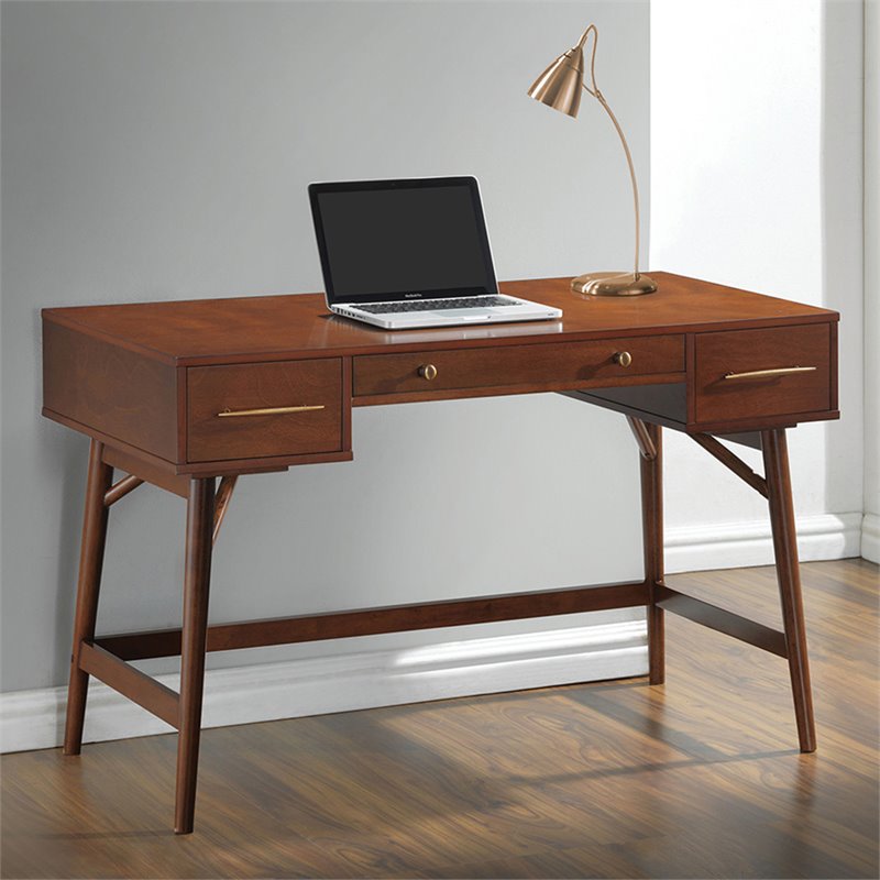 Coaster 3 Drawer Writing Desk In Walnut And Bronze 800744 Coaster 3 Drawer Writing Desk In Walnut