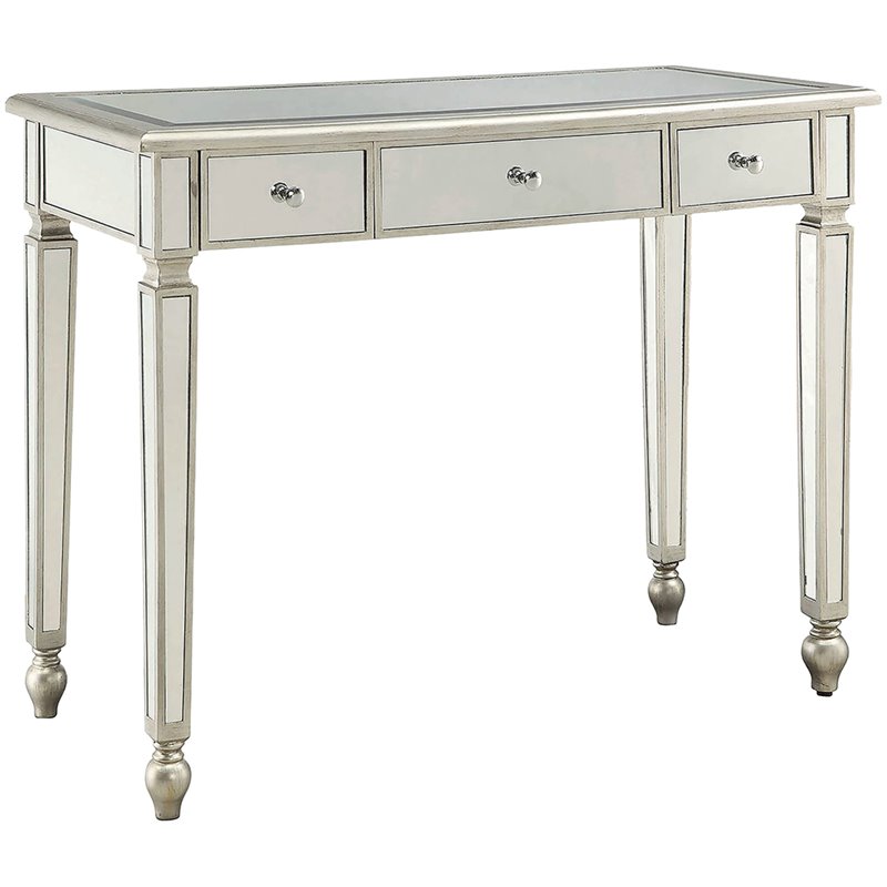 Furniture Palace 3 Drawer Mirror Console Table In Antique Silver