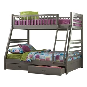 Ashton 2-drawer Wood Twin Over Full Bunk Bed Grey