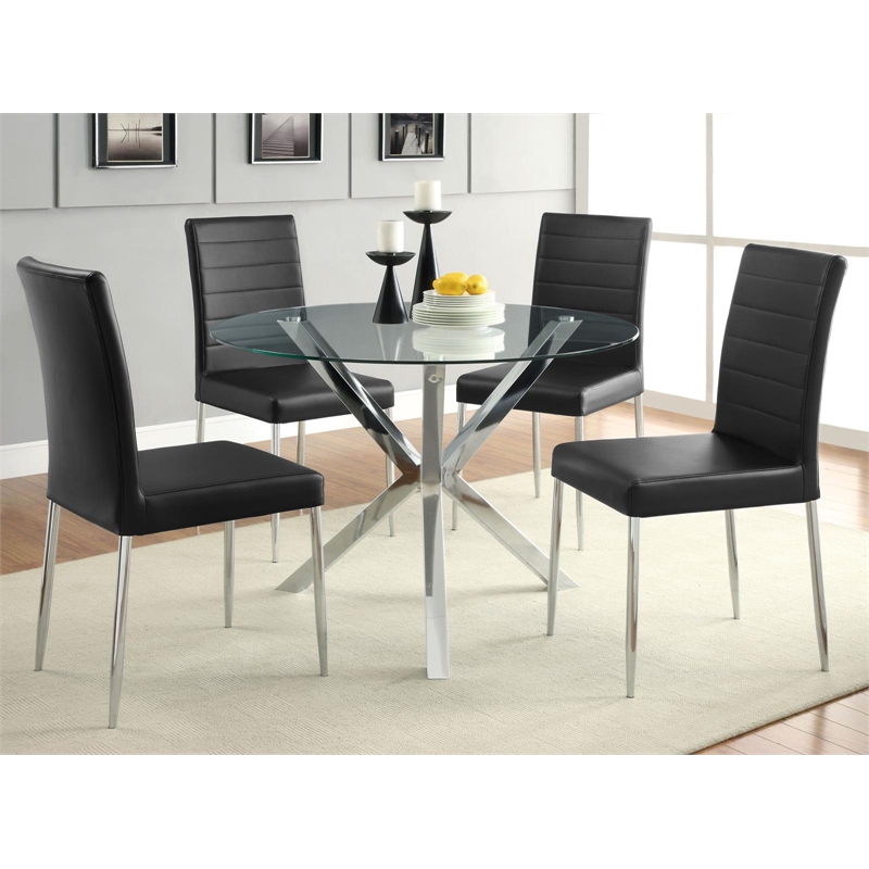 Vance Round 41-inch Glass Top Asterisk Dining Table Chrome