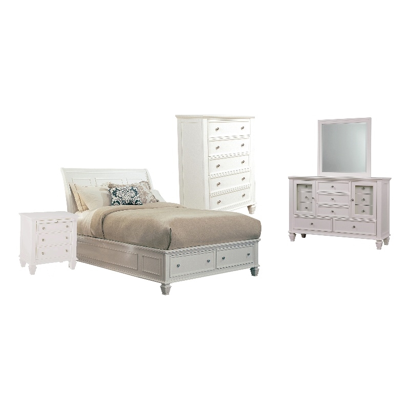 Sandy Beach 5-piece Queen Bedroom Set Cream White