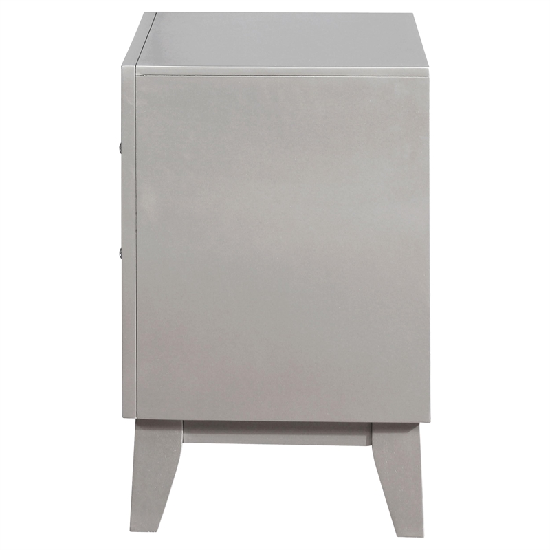 Coaster Leighton Contemporary 2-Drawers Wood Bedroom Nightstand in Silver