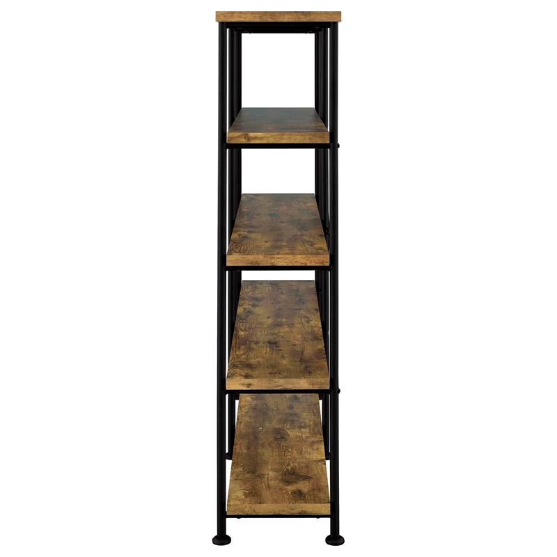 Analiese Engineered Wood 63-inch 4-shelf Double Bookshelf Rustic Nutmeg