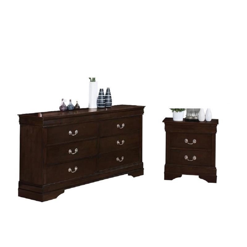 Coaster Louis Philippe 2PC Set with Dresser and Nightstand in Brown