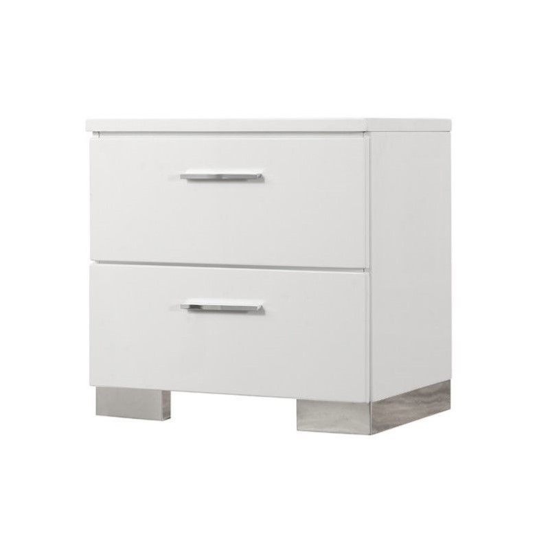 Coaster Felicity 2PC Simple Chest and 2 Drawer Nightstand in White
