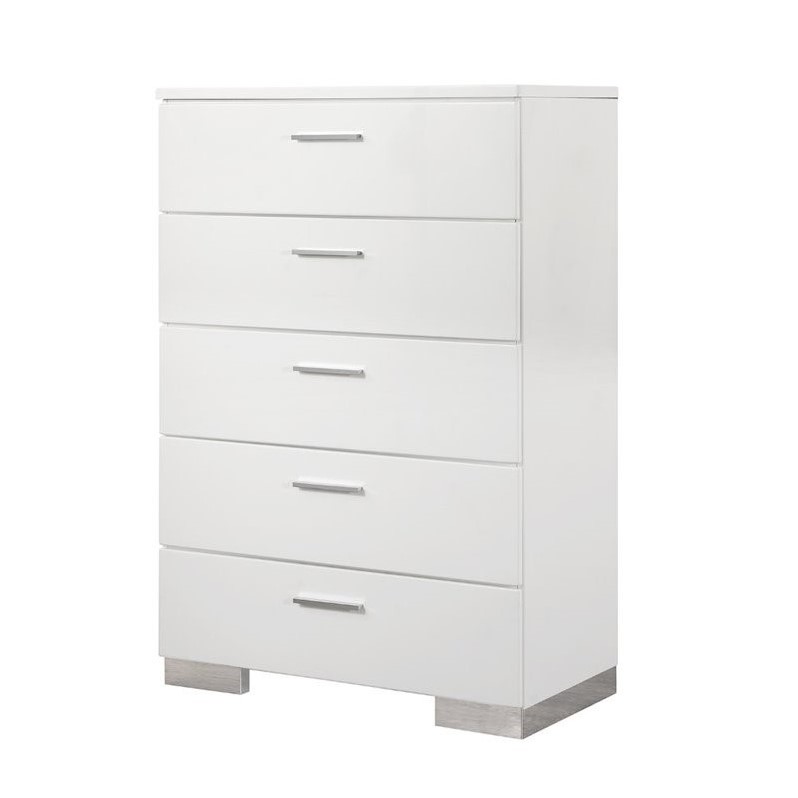 Coaster Felicity 2PC Simple Chest and 2 Drawer Nightstand in White