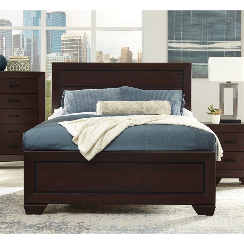 Coaster Fenbrook 2PC Set with Dresser and King Panel Bed in Dark Cocoa